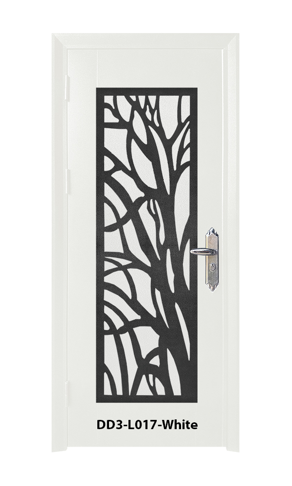 SECURITY DOOR IN DOOR 3'x7'<br> - Laser Cut Design -  DD3-L017-White